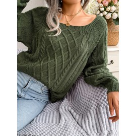 Women's Winter Warm Round Neck Sweater - Soft Casual H-Line Pullover with Drop Shoulder Long Sleeves, Solid Color Blouses-Under Easily Machine Washable Sweaters for Daily Wear (No Bulk to Worry About)