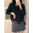 Women'S Vintage Color-Block Cardigan Sweater - Soft Long Sleeve Single-Breasted Front with Red Accent Buttons, Round Neck Casual Winter Sweater for Fall & Winter, Cozy Layering Piece for Everyday Semi-Formal Outfits (No Padding