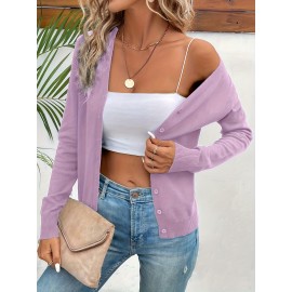 Women'S Long - Sleeved Front-Opening Buttoned Cardigan Sweater, With Delicate Button Details + High - Elastic Fabric. Perfect For Office Commute, Casual Dates & Daily Outings. Hurry To Buy & Enjoy The Discount