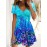 [Overseas Printing]Plus Size Women'S Vibrant Print Dress- Casual Short Sleeve, Stretch Polyester Blend, Washable- Spring/Summer Essential