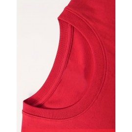 Women'S Red Cartoon Rooster & Stars Print T-Shirt - Loose Fit Crew Neck Short Sleeve, Breathable Summer Top with & Pink Rooster Design, Casual & Party Wear, Machine Washable Soft Everyday Shirt for Women