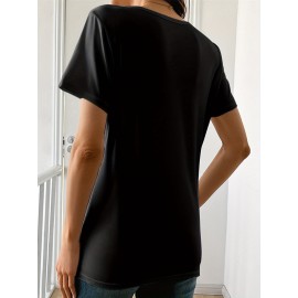 [Cute Orange Kitten T-Shirt] Lightweight Comfortable Fit Women's Cute Orange Kitten Peeking from Torn Hole Graphic T-Shirt - Red Casual Everyday Tee for Pet Lovers - Medium Elasticity Fabric Spring Summer Apparel