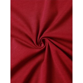 Women's Red Christmas T-Shirt with 'Merry' Text, Plaid & Checkered Tree, Snowflake & Candy Cane Patterns - Soft Stretch Fabric Casual Round Neck Top for July Christmas Parties, Holiday Outfits (/Red/Golden) - Year-Round Wearable