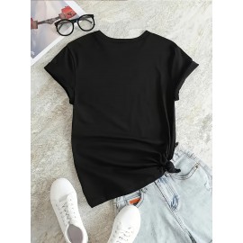 Fashion Creative Pattern Printed Women'S T-Shirt, Suitable for Spring And Summer Casual Women Short-Sleeved T-Shirt, Comfortable Fashion Elegant Women'S Round Neck Loose Women'S Blouse 100%