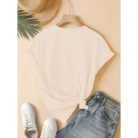 [Vibrant Graphic Tee] Vibrant Purple Women's Casual Short-Sleeve T-Shirt with Bold 867 FIVE 309 Graphic Print | Round Neck Top, Sporty Comfort Fit, Machine Washable Spring Summer Tee, Ladies T Shirts, Casual Attire, Soft Fabric