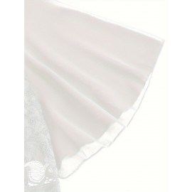 Plus Size, European and American Fashion Women's Spring-Summer New Arrival Chiffon Butterfly Sleeve Contrast Lace Bolero Shoulder Top Oversized Cardigan