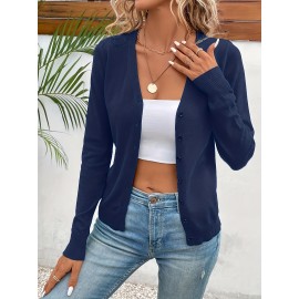 Women'S Long - Sleeved Front-Opening Buttoned Cardigan Sweater, With Delicate Button Details + High - Elastic Fabric. Perfect For Office Commute, Casual Dates & Daily Outings. Hurry To Buy & Enjoy The Discount