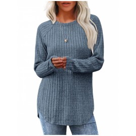 Women's Oversized Cable Sweater - All-Season Loose Fit Crew Neck Button-Front Pullover with High-Low Curved Hem, Solid Color Casual Sweaters (Machine Washable, 95% /5% Spandex) for Fall/Winter/Summer Layering